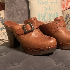 Frye Furry Platform Clogs